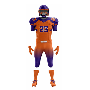 Custom American Football Uniform Orange Purple 23 Sublimated Jersey Shorts Men's Moisture Wicking Fitted <b>Athletic</b> Wear - Product Image 2