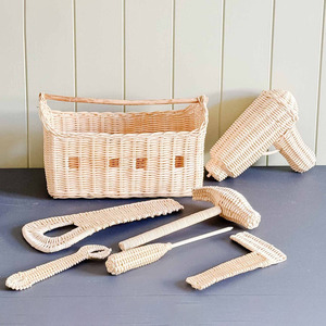 Rattan <b>tool</b> <b>box</b> role play <b>sets</b> for preschoolers high quality rattan kids toy pretend fixing <b>tools</b> - Product Image 5