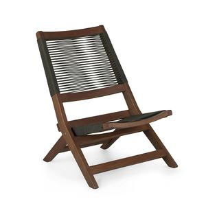 Silla Plegable Santa Hecha de Madera de Teca Sólida de Alta Calidad con Cuerda Tejida para Uso en Exteriores - Product Image 1