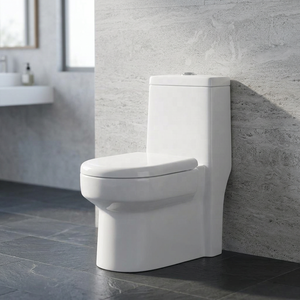 Inodoro moderno de una pieza con sifón cerámico, conjunto completo de WC, artículos sanitarios para exportación al mercado africano - Product Image 3