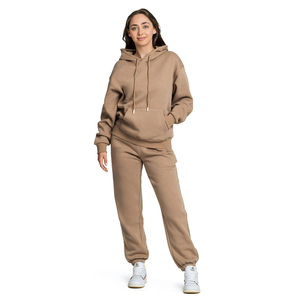 Ensemble de survêtement brodé en coton 100% (380 GSM) avec dentelle unie, coupe oversize, pour l'hiver, tailles plus, sweat à capuche et pantalon de jogging, vente en gros OEM/ODM - Product Image 3