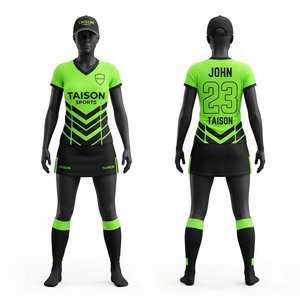 Uniforme de Hockey sobre Césped para Mujer de Primera Calidad, 140 GSM, Poliéster, Verde Lima y Negro, Cuello en V, Impresión por Sublimación, Paneles con Logotipo Personalizado - Product Image 1