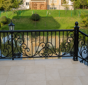 Sophisticated artisan wrought <b>iron</b> balcony railing patterns engineered for peak outdoor weather protection and luxurious charm. - Product Image 4
