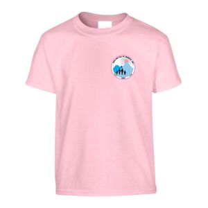 Camiseta Rosa de Manga Corta con Cuello Redondo para Adolescentes, con Diseño Gráfico Pequeño en Vinilo, para la Escuela, Uso Diario, Ropa Cómoda para la Calle - Product Image 1
