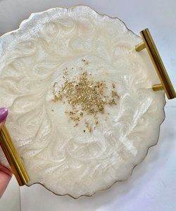 New Styles Epoxy Resin Tray Customized Rectangular Handmade Shape Epoxy Resin Tray With Handle Food and Fruits Serving Tray - Product Image 3