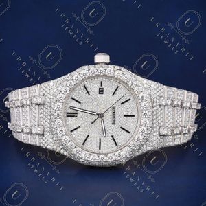 Reloj de Diamantes Moissanite Personalizado de 41 mm, Automático, Mecánico, de Acero Inoxidable, Resistente al Agua, para Hombre, Hecho a Mano, con Incrustaciones de Joyas - Product Image 2