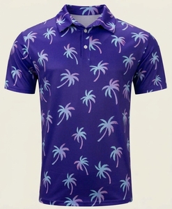 Polo de Manga Corta para Hombre, Ligero, Transpirable, de Colores Sólidos, con Diseño de Palmeras, de Secado Rápido, en Oferta - Product Image 2