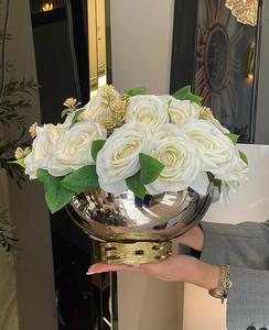 ชามอาหารทรงกลมสีทอง ผลิตจากสแตนเลสและทองเหลือง สำหรับใช้ในบ้านและสวน - Product Image 1