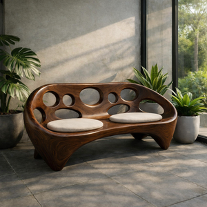 Banco rústico de madera maciza para jardín o patio trasero Banco para exteriores con borde vivo hecho a mano Muebles duraderos para jardín y patio - Product Image 2