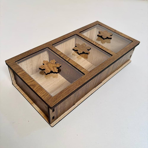Caja hermética rectangular de madera para frutos secos con múltiples compartimentos a bajo y asequible precio. - Product Image 3