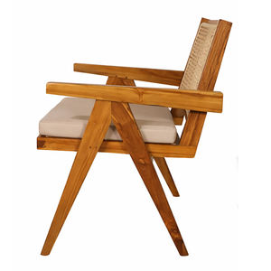 Silla de Comedor de Madera de Teca Sólida de Primera Calidad, Estilo Escandinavo, Ecológica, Duradera, Moderna, para Hotel, Hogar, Bar, Tipo Sillón con Respaldo de Ratán - Product Image 3