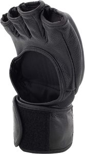 Gants de grappling MMA noirs <span class=keywords><strong>UFC</strong></span> professionnels à prix d'usine, design de logo personnalisé, en cuir véritable, demi-doigts, fermeture auto-agrippante - Product Image 6