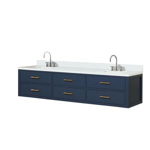 80 Pollici L X 22 Pollici Mobile Bagno Doppio Blu con Top in Marmo Coltivato e Set Rubinetto - Mobili Bagno - Product Image 4