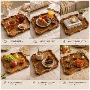 ถาดเสิร์ฟงานแต่งงานสุดหรูทำมือจากไม้กระถินณรงค์พรีเมียม ขอบหยัก - Product Image 4