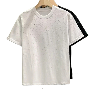T-shirt Noir Homme 2026 avec Strass Scintillants et Diamants Incrustés – Streetwear de Haute Qualité à Manches Courtes, Respirant et Tendance - Product Image 3