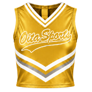 <b>Gold</b> Cheer <b>Shirt</b> Sleeveless Team Sportswear Athletic Uniform Top Practice Training Performance Cheer Squad Apparel - Product Image 1