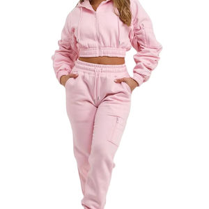 Conjunto Deportivo de 2 Piezas para Mujer, Sudadera Corta Estilo Vintage, Pantalones Joggers, Felpa Transpirable 100% - Product Image 5