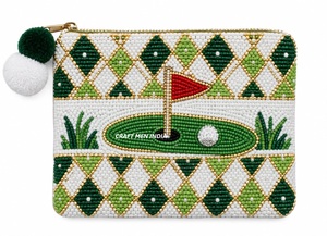 Monedero pequeño artesanal indio para mujer con cuentas, correa de muñeca, antirrobo, de lujo, con patrón de carrito de golf y cremallera - Product Image 5
