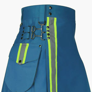 Kilt de travail réfléchissant vert personnalisé pour pompiers, bleu foncé, avec poches cargo, vente en gros 2026 - Product Image 3