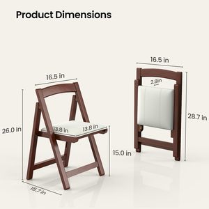 Solid Wood Folding Dining <b>Chair</b> with <b>Cushioned</b> <b>Seat</b>, Portable Stackable <b>Chair</b> <b>for</b> Weddings, Events, Office & <b>Kitchen</b> - Product Image 3