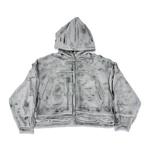 Sweat-shirt à capuche oversize pour homme, streetwear, imprimé drip, tricoté en polyester, vêtements décontractés d'automne - Product Image 3