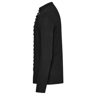 High Demanding Black Gothic Punk Mesh Splicing Long Sleeve Stand-Up Collar Dark T-<b>Shirt</b> Men Top Factory Supplies - Product Image 5