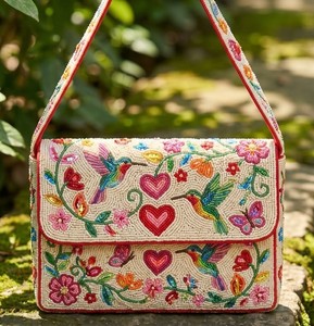 Fashionable Cat Embroidery <b>Seed</b> Beaded <b>Storage</b> Bag Vintage Shoulder Bag trendy Handbag Casual Travel Crossbody Statement Bag - Product Image 2