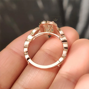Halo Setting Fashion Moissanite Emerald And Round Cut <b>Diamond</b> <b>Ring</b> Luxury Jewelry for Wedding Party Engagement Gift Available - Product Image 5