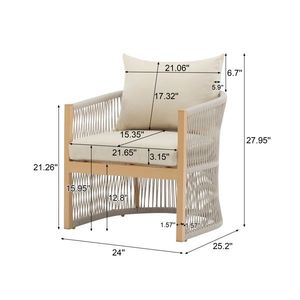 Elegante Sedia a Sdraio Curva in Alluminio Beige per Esterni con Design Intrecciato in Corda e Comfort Imbottito - Product Image 4