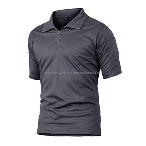 Fabricante de ropa deportiva de poliéster con cremallera táctica Polo Logo personalizado, camisas de caza para hombre Tactical Men - Product Image 5