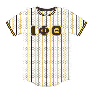 เสื้อเบสบอล Iota Phi Theta ลายเส้นสีขาว ผ้าโพลีเอสเตอร์ตาข่าย 100% เสื้อยืดสโมสรนักศึกษา พร้อมโลโก้ปัก - Product Image 2