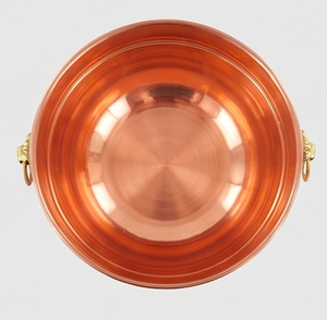 Bol rond traditionnel chinois en cuivre poli avec accents dorés, fait main, design à quatre pieds, pour la table et les cadeaux - Product Image 2