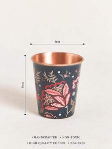 Gobelet réutilisable en verre cuivré imprimé sur mesure, motif lotus, tasse à eau haut de gamme, cadeau artisanal pour hôtel et restaurant - Product Image 3