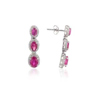 Pendientes de Oro Sólido de 14K con Rubí y Diamante - Estilo Religioso Cristiano de Moda - Product Image 5