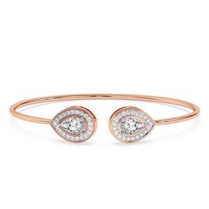 Nueva pulsera de oro macizo de 9k/10k/12k/14k/18k, elegante y moderna, modelo Thea Halo Flexi con diamantes de laboratorio, corte pera, para mujer. - Product Image 5
