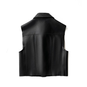 Veste de moto en cuir véritable et toile imperméable pour femme, noire, classique, vintage, confortable, écologique et respirante, en promotion - Product Image 2