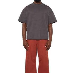 เสื้อยืดทรงบ็อกซ์โอเวอร์ไซส์ แขนเสื้อแบบดรอปโชว์เดอร์ ผ้าฝ้ายเฟรนช์เทอร์รี่ 100% ทรงหลวม สไตล์ลำลอง สำหรับผู้ชาย พร้อมโลโก้ด้านหน้าแบบสั่งทำพิเศษ - Product Image 6