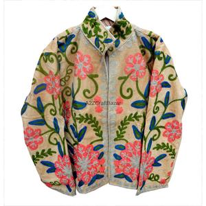 Indian Hand Embroidered Corduroy Suzani <b>Jacket</b> Boho <b>Hippie</b> Women With Cotton Stripe Liner Wear Coats <b>jackets</b> - Product Image 4