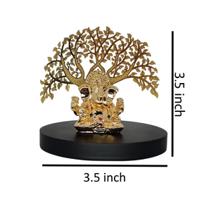 Ídolo del Dios Ganesh de 3.5 Pulgadas Bajo un Árbol de Metal Dorado para el Hogar, Templo, Boda, Sala de Estar y Decoración Religiosa Festiva - Product Image 5