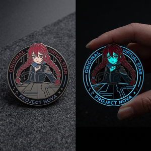 Pin de solapa metálico personalizado al por mayor, con efecto luminoso, estilo <span class=keywords><strong>vintage</strong></span>, de temática de la Magia Oscura, Celestial y de Fantasía Oscura, para Halloween y Anime - Product Image 3