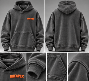 OneApex Custom <b>Men's</b> Charcoal Gray Oversized <b>Hoodie</b> 3D <b>Orange</b> Logo Pullover Streetwear Sweatshirt and Hoodies - Product Image 6