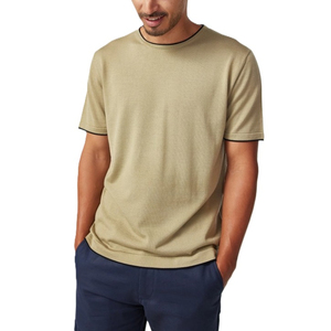 T-shirt à manches courtes pour homme, vert olive, col rond, coupe classique, couleur unie, jersey tricoté, coton respirant, 180g, écologique - Product Image 4