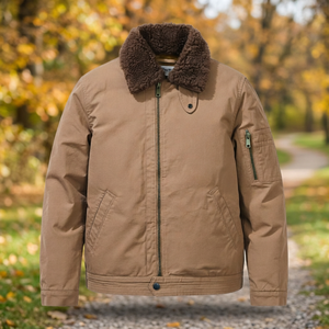 Blouson d'hiver pour homme, col en fausse fourrure, fermeture éclair, coupe-vent, en toile, style décontracté, manteau épais et chaud - Product Image 3