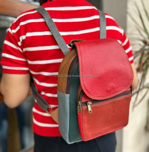 Nueva llegada Western elegante Multi reciclado cuero Stubby Color mochilas mujeres Arco Iris Color tamaño Ideal Multi cuero mochilas - Product Image 2