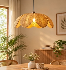 <b>Bamboo</b> Handcrafted Rattan Pendant Light Irregular Shape Bohemian Style Ceiling Mount Home Decoration Plant Theme Indoor <b>Lamp</b> - Product Image 1