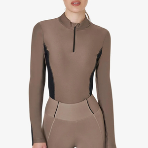 Chemises d'équitation à manches longues personnalisables pour femmes, style western, écologiques, avec fermeture éclair, compression, en coton, couche de base - Product Image 1