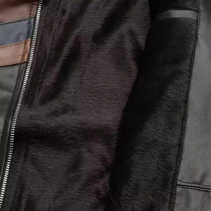 Men's Colorblock Striped Faux <b>Leather</b> Biker <b>Jacket</b> - Slim Fit Moto Style - Product Image 3