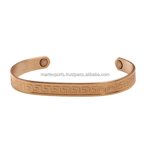 Brazalete de Cobre Sólido de Primera Calidad con Acabado Liso, Chapado en Cobre Antiguo, Ajustable, Unisex, para Uso Diario - Product Image 1