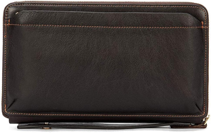 Dark Brown Leather <b>Zip</b> Around <b>Wallet</b> With Wrist Strap - Product Image 3