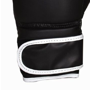 Gants de boxe en cuir PU noir avec bordure blanche, fermeture auto-agrippante, unisexe, entraînement pour adultes de 14 ans et plus, design respirant - Product Image 2